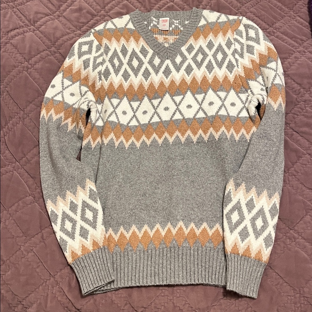 Geometric Pattern Gray Sweater (S)